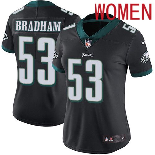 Women Philadelphia Eagles #53 Nigel Bradham Nike Black Vapor Limited NFL Jersey->women nfl jersey->Women Jersey